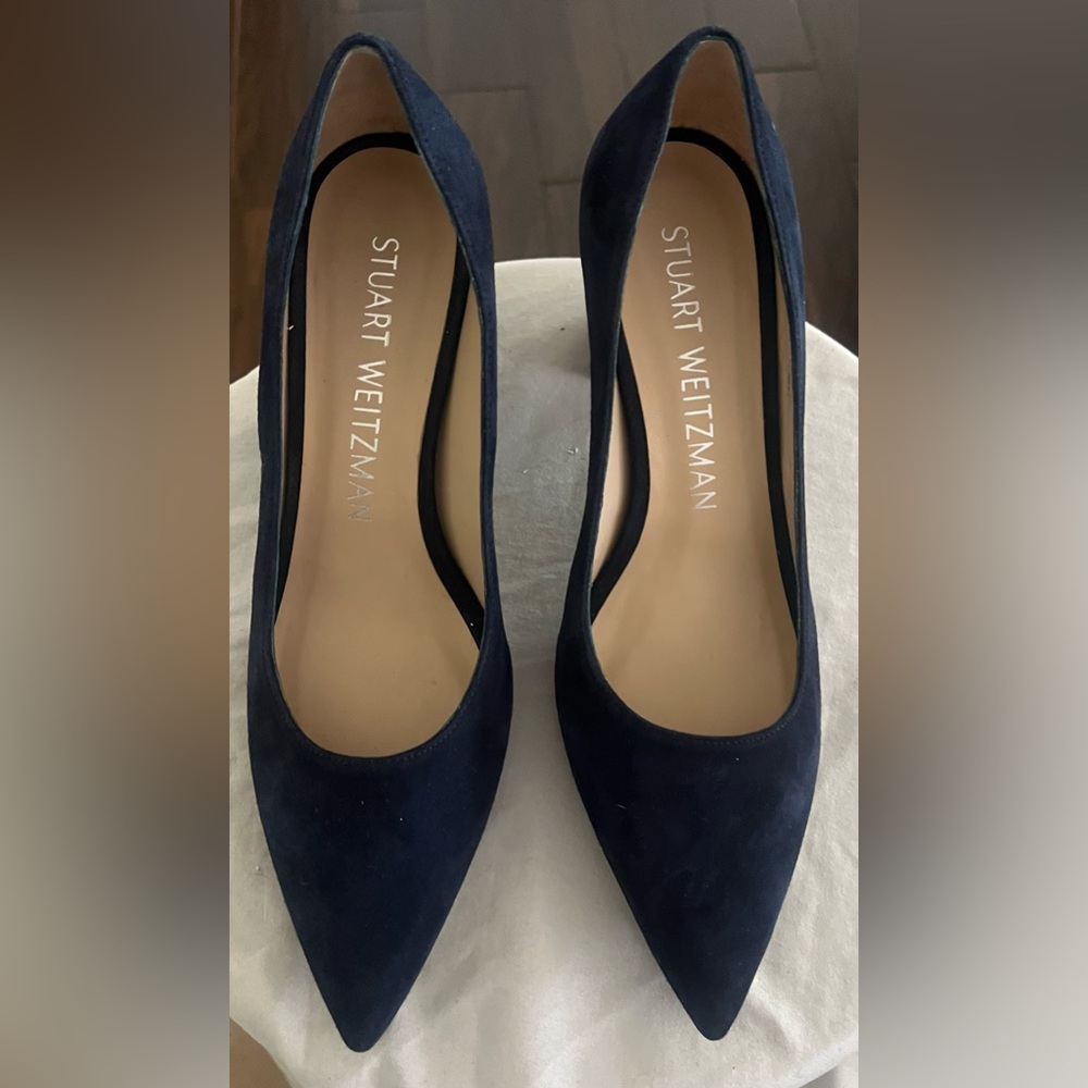 Stuart Weitzman Stuart Block Heel 75 Pointed Toe Pump Shoes New 10.5 $495 - Picture 13 of 13